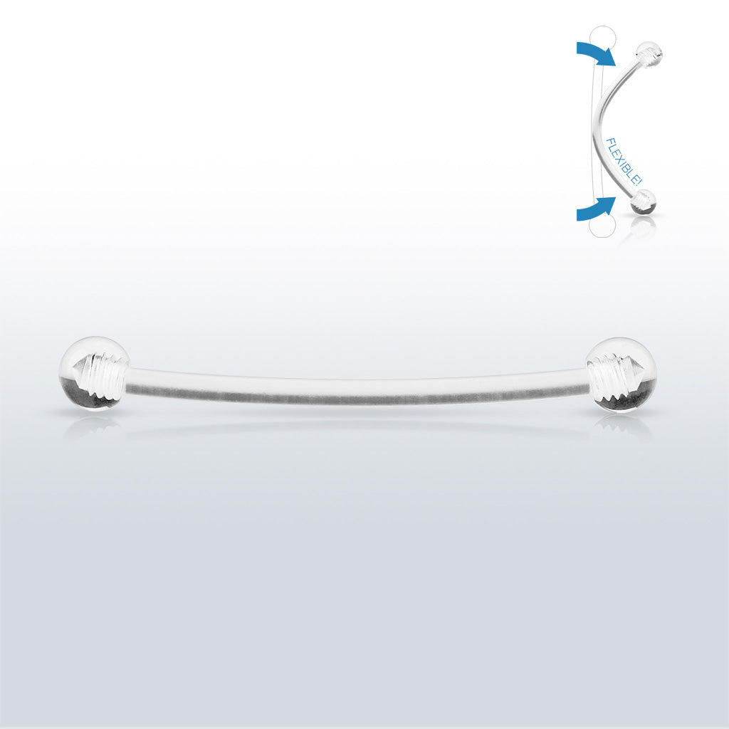14G Flexible Retainer For Industrial Piercing W/ Clear Acrylic Balls